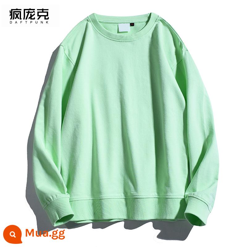 Mùa xuân và mùa thu mới hợp thời trang cotton áo len cơ bản không có mũ của phụ nữ quần áo lớp bên trong dài tay áo khoác nam và nữ áo chui đầu cặp đôi - D31 quả xanh nhỏ