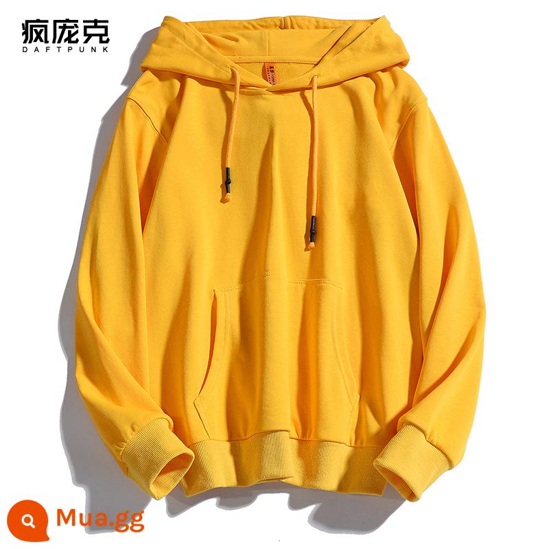 Plus Nhung Cotton Dày Dặn T Áo Hoodie Nữ Hàn Quốc Mới Rời Cổ Đại Học Gió Top Ins Màu Chui Đầu nam - 999 trứng vàng-không nhung