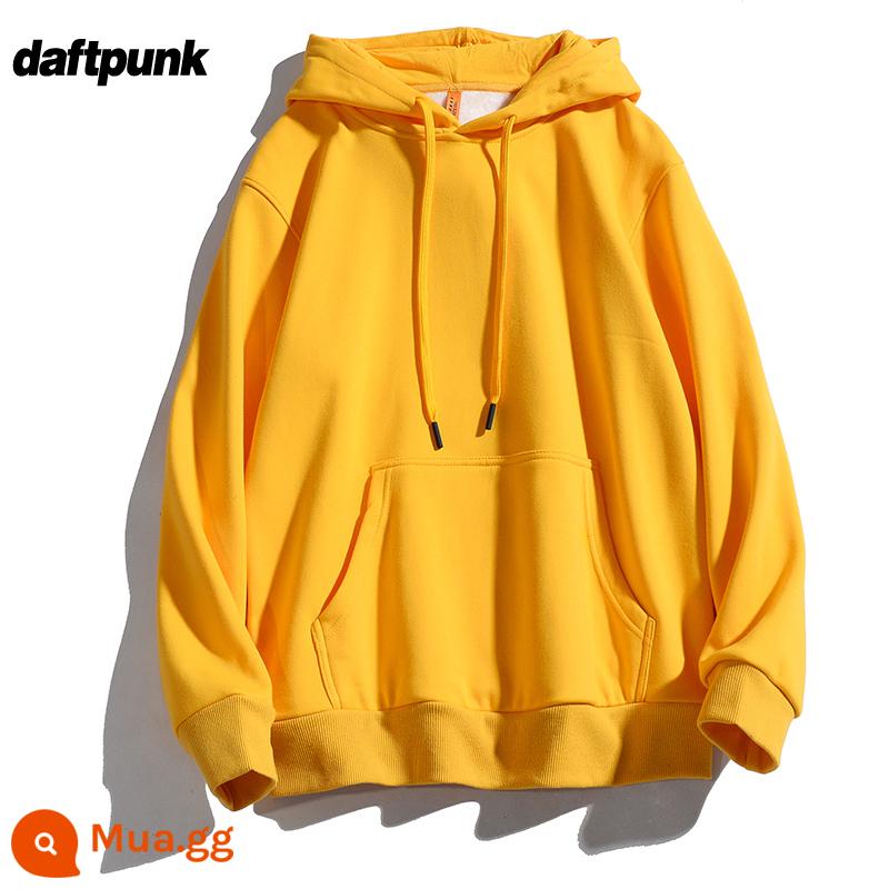 Nặng 500G Không Lông Cừu Mỹ Retro Có Mũ Nam Nữ Đồng Màu Lười Gió Cặp Đôi Áo Hoodie Plus Áo Khoác Nỉ - Bông vàng tinh khiết WYY078