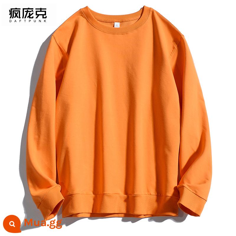 Màu trơn cổ tròn dài tay cotton dày T thời trang mùa thu mới dành cho nam và nữ phiên bản Hàn Quốc dáng rộng sang trọng phù hợp với tất cả các loại áo khoác mùa xuân - WYY069 màu cam