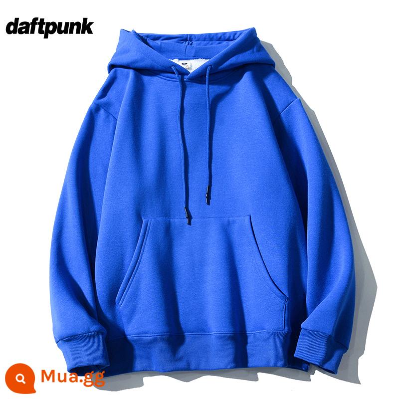 Nặng 500G Không Lông Cừu Mỹ Retro Có Mũ Nam Nữ Đồng Màu Lười Gió Cặp Đôi Áo Hoodie Plus Áo Khoác Nỉ - WY0369 Klein màu xanh