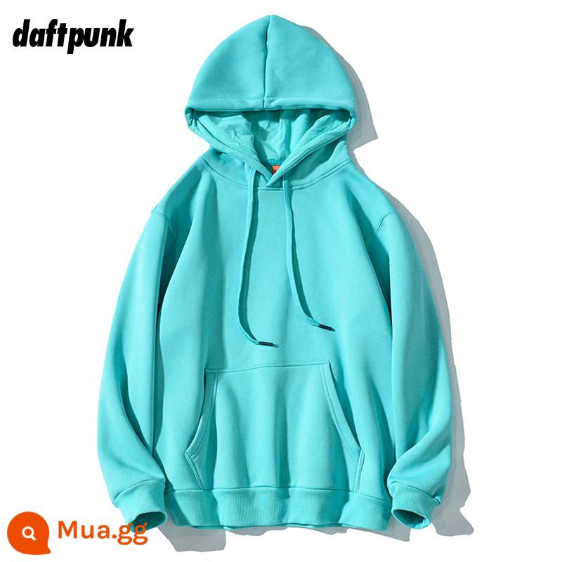 Mùa Thu Mới Retro Đỏ Rượu Lười Màu Trơn Hoodie Nam Nữ Tất Cả Trận Đấu Thường Cặp Đôi Áo Khoác - WY0707 hồ xanh