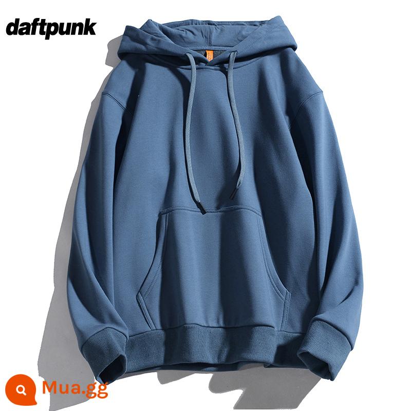 Plus Nhung Cotton Dày Dặn T Áo Hoodie Nữ Hàn Quốc Mới Rời Cổ Đại Học Gió Top Ins Màu Chui Đầu nam - WYY078 màu xanh nhung mờ