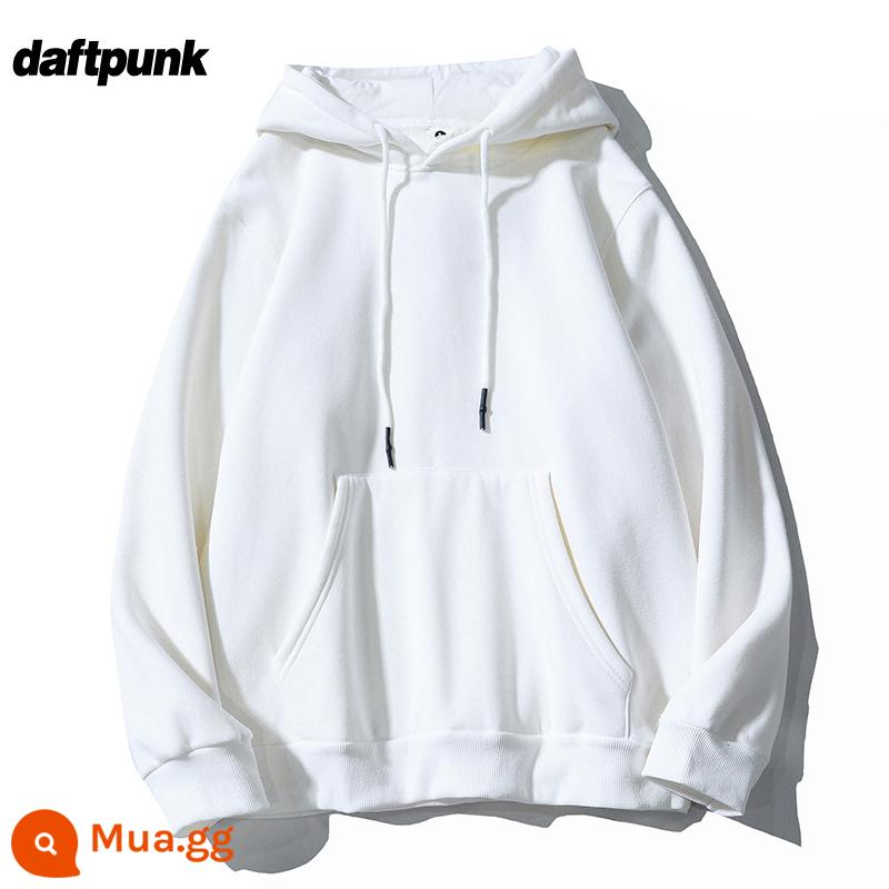 Nặng 500G Không Lông Cừu Mỹ Retro Có Mũ Nam Nữ Đồng Màu Lười Gió Cặp Đôi Áo Hoodie Plus Áo Khoác Nỉ - WY0369 màu trắng