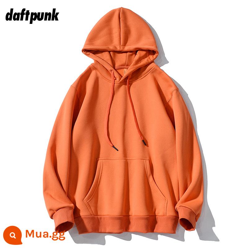 Mùa Thu Mới Retro Đỏ Rượu Lười Màu Trơn Hoodie Nam Nữ Tất Cả Trận Đấu Thường Cặp Đôi Áo Khoác - WY0707 màu cam sáng