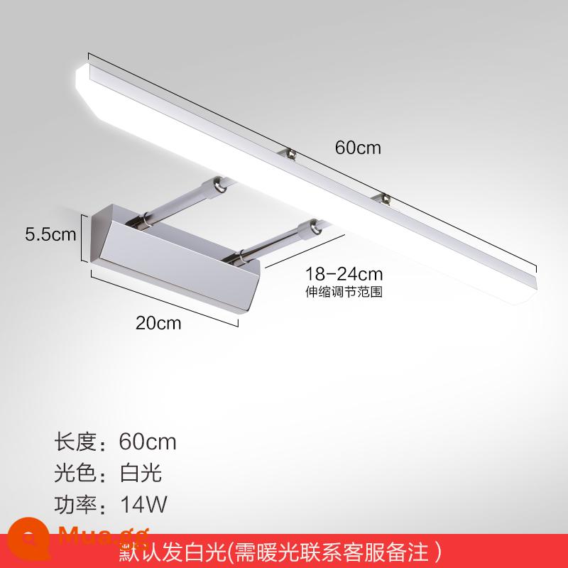 Gương trước ánh sáng phòng thay đồ led miễn phí đấm phòng tắm Bắc Âu tủ gương tối giản đặc biệt đèn tường bàn trang điểm gương đèn đèn - Model có thể thu vào-Ánh sáng trắng 60CM-14W (bạc)