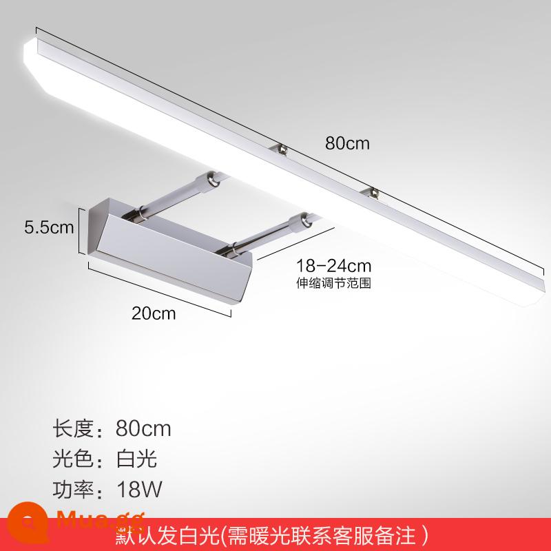 Gương trước ánh sáng phòng thay đồ led miễn phí đấm phòng tắm Bắc Âu tủ gương tối giản đặc biệt đèn tường bàn trang điểm gương đèn đèn - Model có thể thu vào-80CM-18W ánh sáng trắng (bạc)