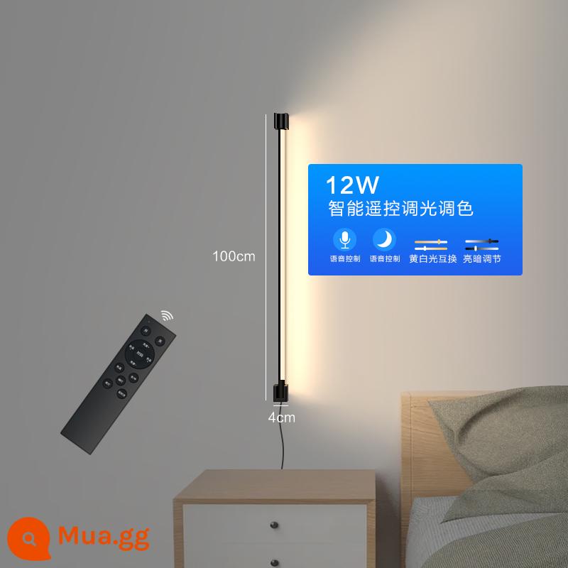 Mới tối giản đèn ngủ phòng ngủ cắm đèn tường không cần dây TV phòng khách nền đèn tường lối đi hành lang cầu thang - 1 mét - điều khiển từ xa ruy băng hai màu