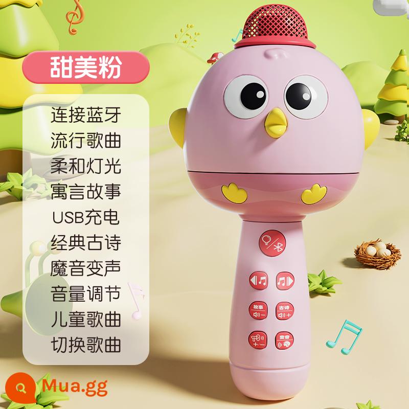 Micro nhỏ dành cho trẻ em âm thanh tích hợp micro cho bé máy hát karaoke echo đồ chơi bluetooth không dây bé gái - Mô hình gà hồng [ca hát/giáo dục sớm/bluetooth/sạc pin]