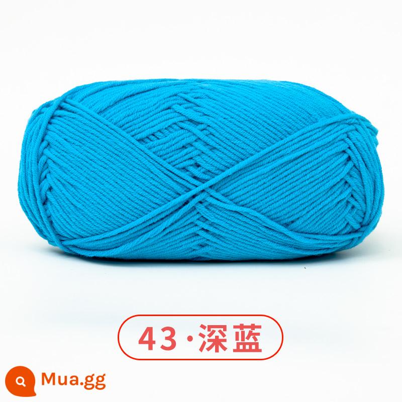 Xuefeier 5 sợi bông sữa búp bê dễ thương 5 sợi cotton chải kỹ sợi sỉ dệt tay tự làm mũ kẹp tóc - 43 màu xanh đậm