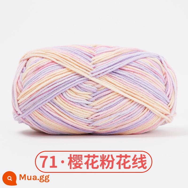 Xuefeier 5 sợi bông sữa búp bê dễ thương 5 sợi cotton chải kỹ sợi sỉ dệt tay tự làm mũ kẹp tóc - 71-Dòng hoa hồng Sakura