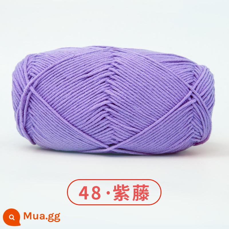 Xuefeier 5 sợi bông sữa búp bê dễ thương 5 sợi cotton chải kỹ sợi sỉ dệt tay tự làm mũ kẹp tóc - 48 Wisteria