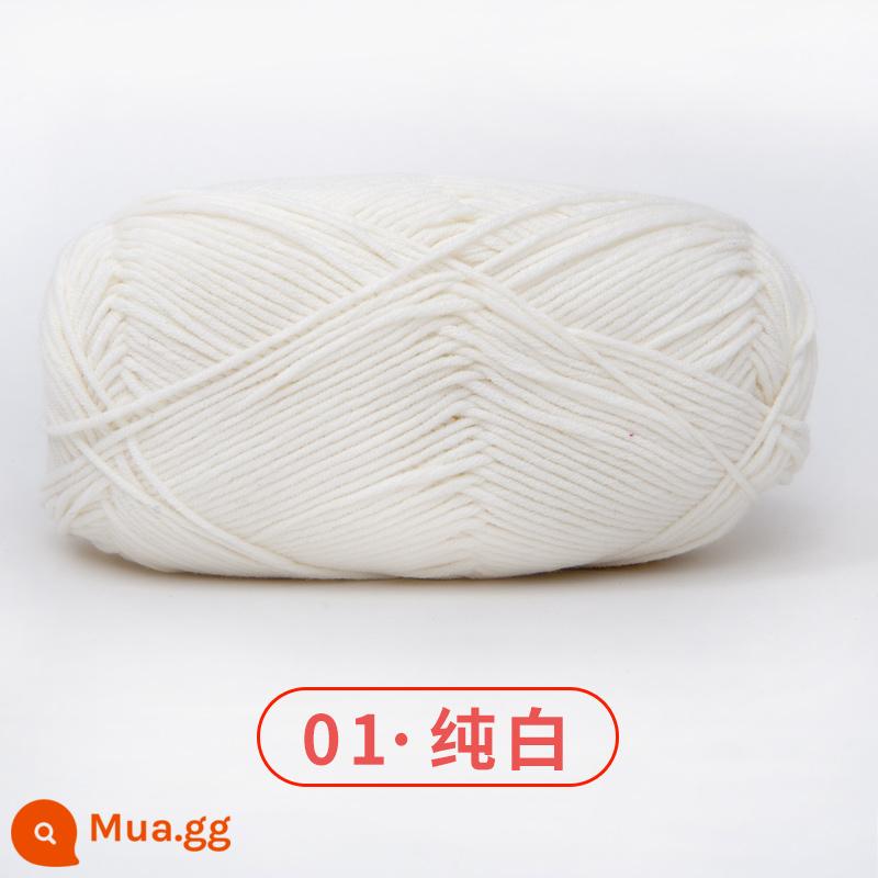 Xuefeier 5 sợi bông sữa búp bê dễ thương 5 sợi cotton chải kỹ sợi sỉ dệt tay tự làm mũ kẹp tóc - 01 màu trắng tinh khiết