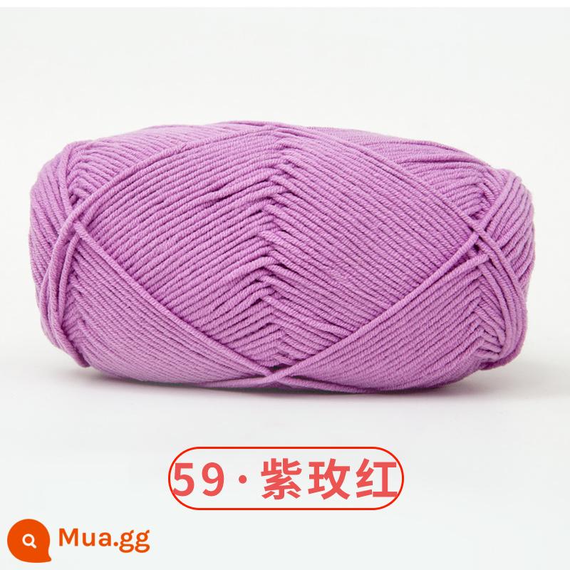 Xuefeier 5 sợi bông sữa búp bê dễ thương 5 sợi cotton chải kỹ sợi sỉ dệt tay tự làm mũ kẹp tóc - 59-Tím đỏ hồng