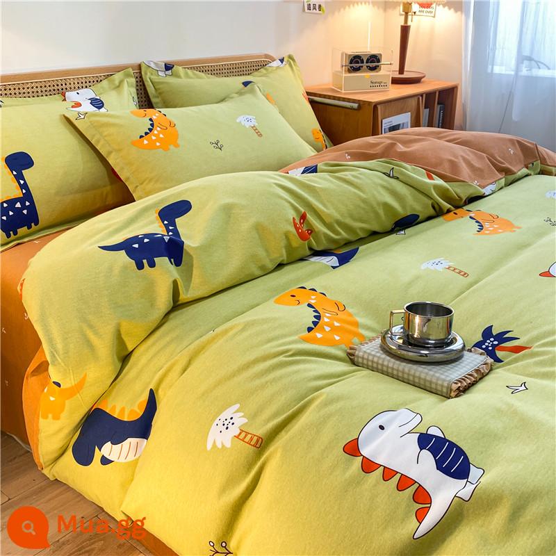 Đơn giản bông chải vỏ chăn đơn mảnh cotton thu đông dày đơn ký túc xá 150x200x230 đôi vỏ chăn - Thiên đường khủng long