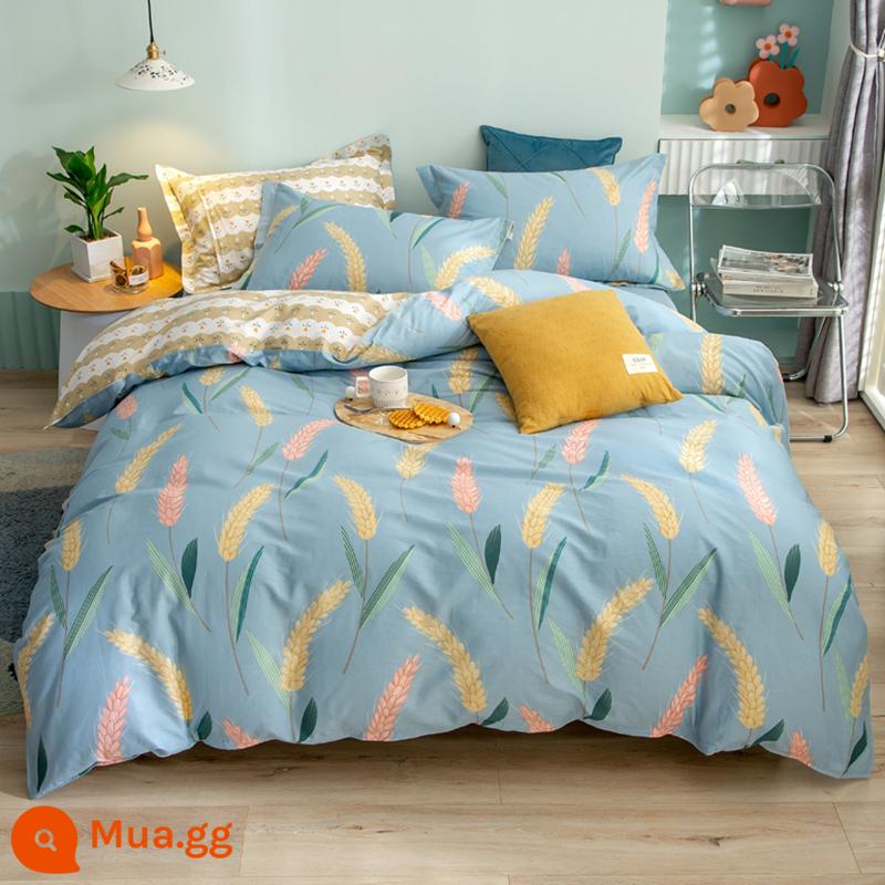 Vỏ chăn đơn mảnh cotton nguyên chất đơn 1.5m1.8m giường đôi 200x230 ký túc xá sinh viên cotton vỏ chăn mùa xuân và mùa thu - lá dứa lúa mì