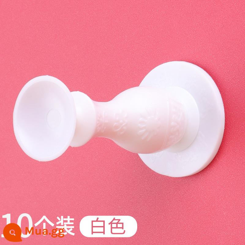 Chặn cửa silicone chống va chạm dán miễn phí đấm sáng tạo cửa an ninh thẻ cửa cảm ứng mặt đất tắt tiếng chặn cửa chặn cửa hiện vật - Trắng [gói 10] im lặng, không cần đục lỗ