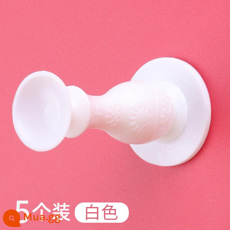 Chặn cửa silicone chống va chạm dán miễn phí đấm sáng tạo cửa an ninh thẻ cửa cảm ứng mặt đất tắt tiếng chặn cửa chặn cửa hiện vật - Trắng [gói 5] im lặng mà không cần đấm