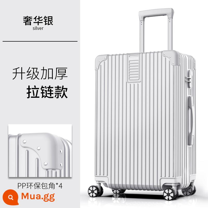 Vali nam xe đẩy sức chứa lớn 28 vali bánh xe đa năng nữ 20 bao da mật khẩu bền đẹp 24 inch - Nâng cấp dây kéo dày dặn-màu bạc sang trọng