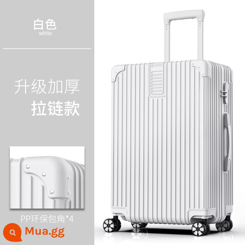 Vali nam xe đẩy sức chứa lớn 28 vali bánh xe đa năng nữ 20 bao da mật khẩu bền đẹp 24 inch - Dây kéo dày được nâng cấp màu trắng