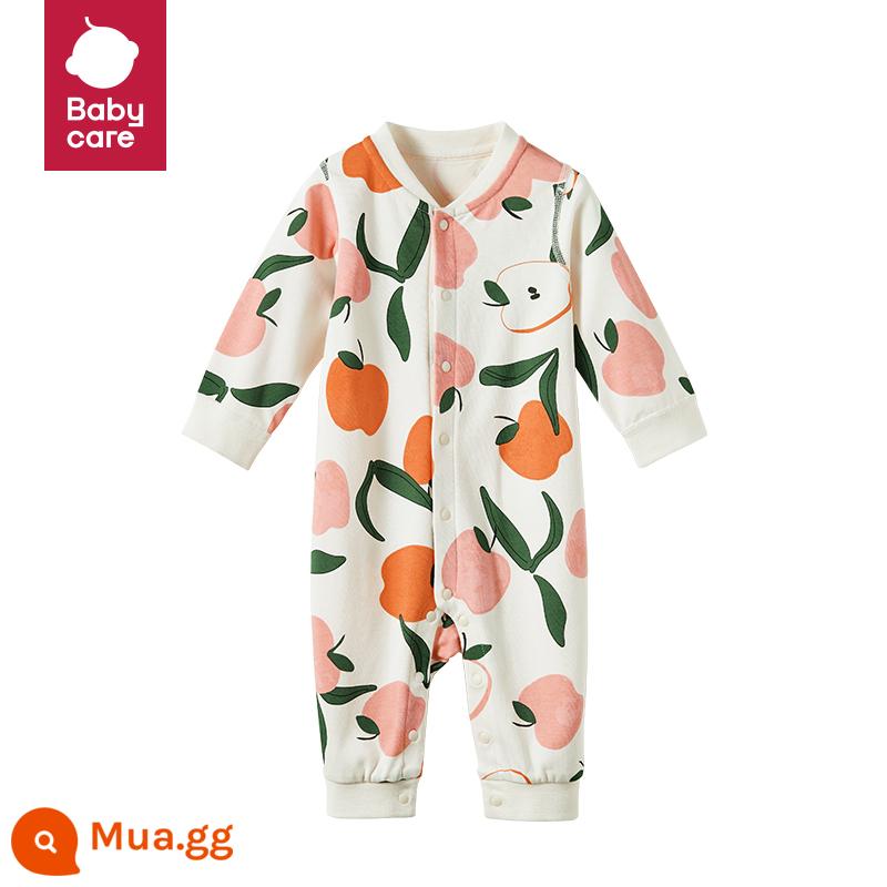 áo liền quần babycare cotton thoải mái quần áo sơ sinh mùa xuân và mùa hè áo liền quần dài tay áo liền quần cotton cho bé - [Ping Ping An An] Apple Red-Pure Cotton (Trung tâm mở)