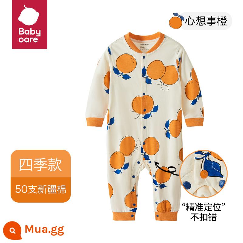 áo liền quần babycare cotton thoải mái quần áo sơ sinh mùa xuân và mùa hè áo liền quần dài tay áo liền quần cotton cho bé - [Cam Xinxiangshi] Cam-Bông nguyên chất (Mở trung tâm) Có size 66-90