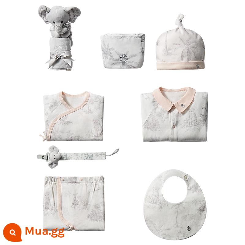 Hộp Quà Tặng Cuộc Họp Babycare Sơ Sinh Đồ Dùng Cho Bé Sơ Sinh Thương Hiệu Lớn Mới Cho Bé Đầy Tháng Quà Tặng Quần Áo - bộ tám sản phẩm bột màu đen-Wogo