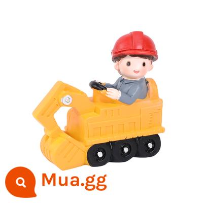 Máy xúc Trang trí bánh Máy xúc Máy ủi Sinh nhật cậu bé Kỹ thuật Xe Roadblock Plug-in Đào Monster Hand Ornament - Máy xúc loại B