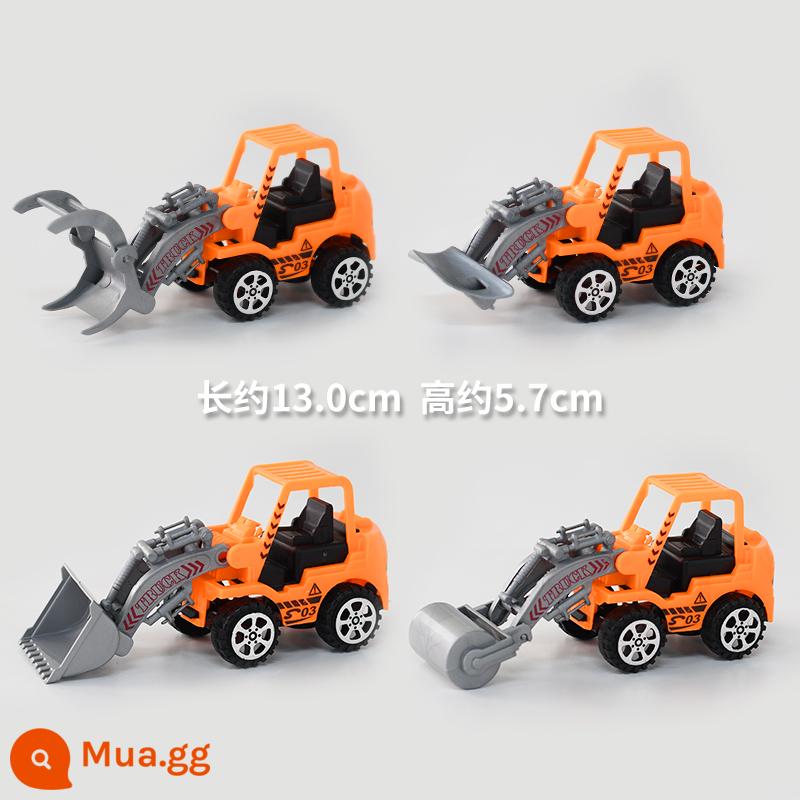 Máy xúc Trang trí bánh Máy xúc Máy ủi Sinh nhật cậu bé Kỹ thuật Xe Roadblock Plug-in Đào Monster Hand Ornament - Xe công trình hồ xanh cam 4 cái 2 bộ