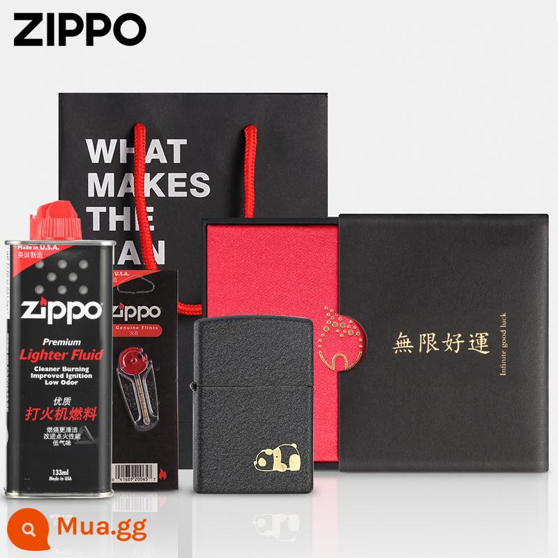 Bật lửa zippo chính hãng chính hãng gấu bạo lực Zippo chính hãng chống gió bật lửa dầu hỏa quà tặng quà tặng - Gấu Lười [Hộp Quà Ngày Giàu Có]