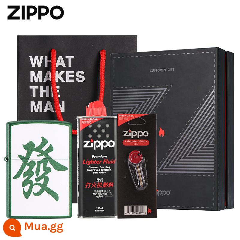 Zippo chính hãng bật lửa mạt chược in màu tài lộc nam Zippo chính hãng chống gió quà tặng sáng tạo - Làm giàu [Hộp quà mang tên Z]