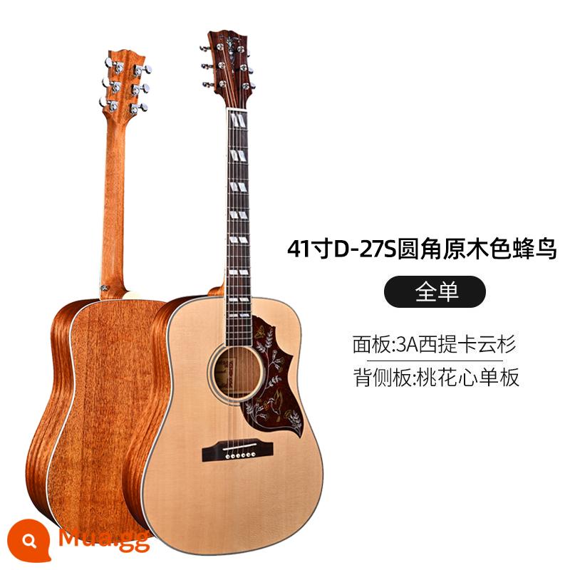 Chuyên nghiệp hơn cao cấp Watson thủ công full veneer đàn guitar veneer dân gian hộp điện đàn guitar acoustic 41 inch 40 inch fingerstyle - Chim đỉnh tròn màu gỗ D-27S 41 inch