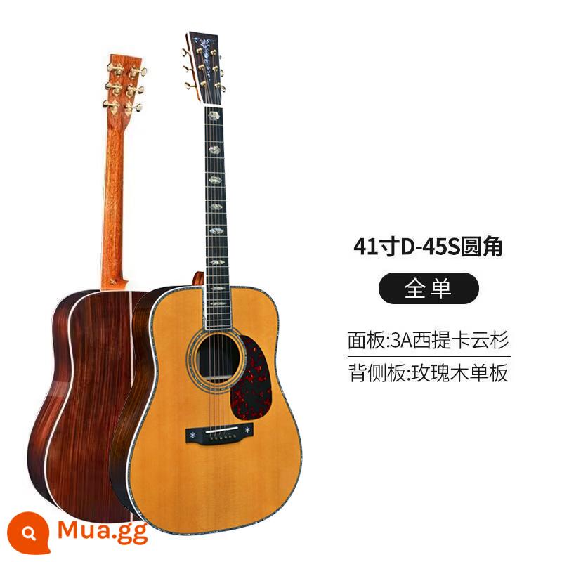 Chuyên nghiệp hơn cao cấp Watson thủ công full veneer đàn guitar veneer dân gian hộp điện đàn guitar acoustic 41 inch 40 inch fingerstyle - 41 inch D-45S bo tròn góc màu retro