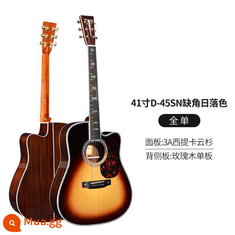 Chuyên nghiệp hơn cao cấp Watson thủ công full veneer đàn guitar veneer dân gian hộp điện đàn guitar acoustic 41 inch 40 inch fingerstyle - 41 inch D-45SN khía góc màu hoàng hôn