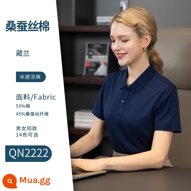 Quần áo làm việc tùy chỉnh áo sơ mi polo in logo ngắn tay áo thun làm việc quần áo làm việc quần áo văn hóa áo sơ mi làm việc quần áo thêu bông nguyên chất mùa hè - Hoa Lan Tây Tạng-QN2222#