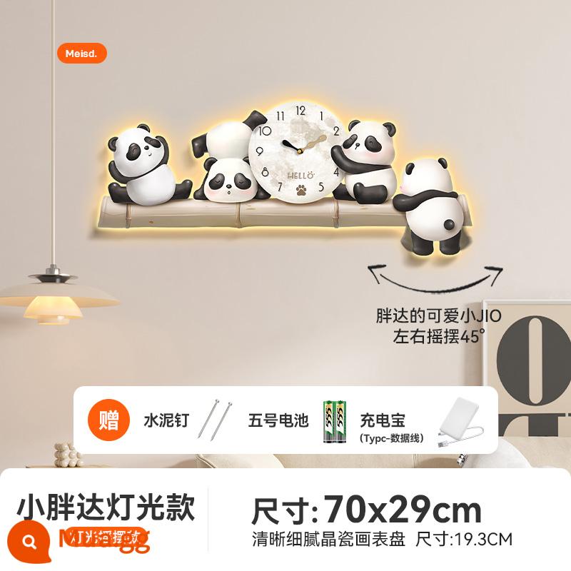 Mercada Panda Đồng Hồ Treo Tường Phòng Khách Tranh Trang Trí Đồng Hồ Mới Đơn Giản Hiện Đại Phòng Ăn Sofa Nền Tranh Treo Tường - 70% khách hàng chọn mô hình video [foot swing model] có đèn, kích thước lớn: 70*29cm