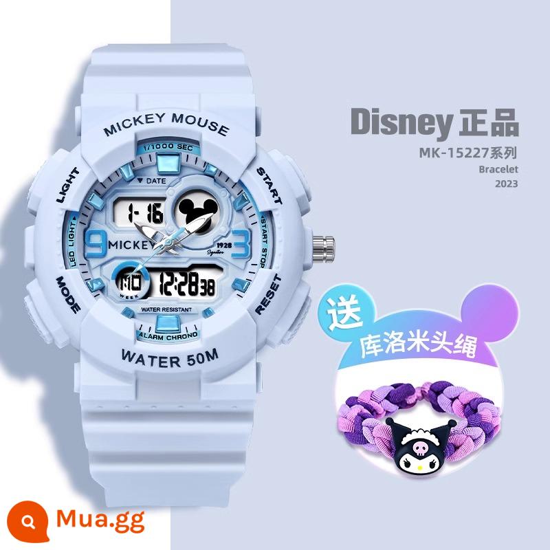 Đồng hồ đeo tay học sinh trung học Disney nữ 2023 mới nữ học sinh trung học cơ sở mẫu nữ học sinh trung học thể thao đồng hồ điện tử chống thấm nước - Mickey - màu xanh sương mù mềm mại thanh lịch