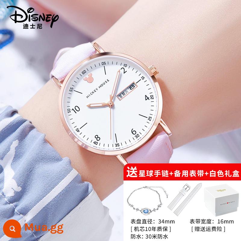 Đồng hồ Disney nữ học sinh cấp 2 nữ sinh cấp 3 2022 nữ cơ khí mới đặc biệt dành cho trẻ em và bé gái - Pink Girl Thời trang và Vui tươi-Phiên bản Lịch