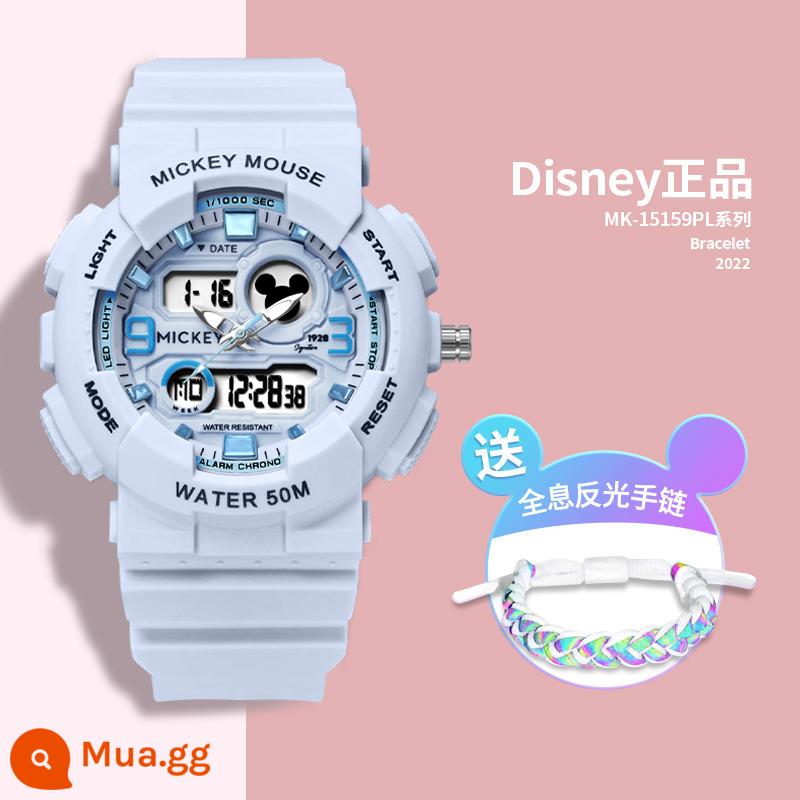 Đồng hồ Disney nữ học sinh THCS nữ sinh THPT 2022 đồng hồ điện tử trẻ em liên doanh mới bé gái - Mickey-màu xanh tươi