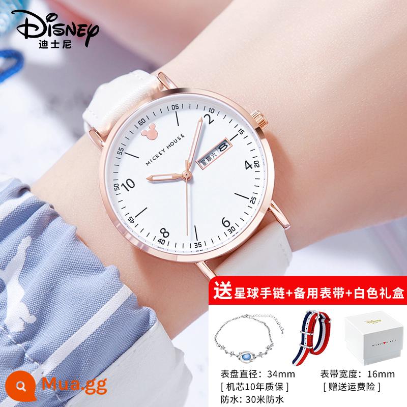 Đồng hồ Disney nữ học sinh cấp 2 nữ sinh cấp 3 2022 nữ cơ khí mới đặc biệt dành cho trẻ em và bé gái - Phải vượt qua mọi kỳ thi Sao Thủy nghịch hành - dây đeo đồng hồ màu xanh, trắng và đỏ