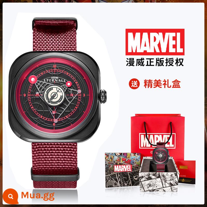 Đồng hồ đeo tay Marvel doanh nam xu hướng vĩnh cửu cơ vuông thương hiệu nổi tiếng xác thực học sinh trung học khái niệm lỗ sâu đồng hồ nam - màu đỏ