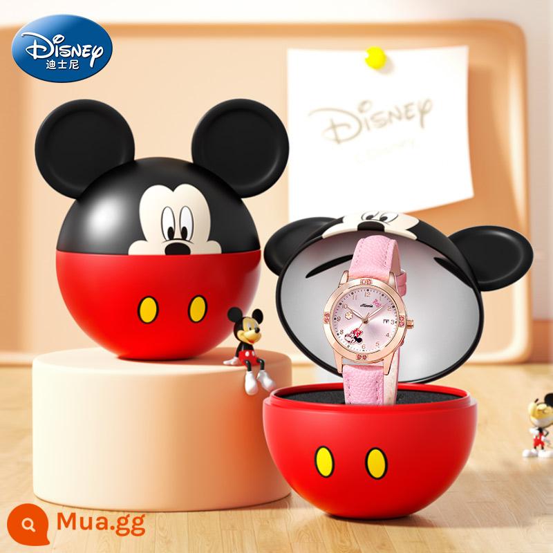 Đồng hồ điện tử trẻ em Disney cho bé gái, bé gái, học sinh, bé gái, học sinh tiểu học, chỉ xem giờ, quà tặng sinh nhật - Bột kẹo Minnie+[Mickey Head Tin Can]