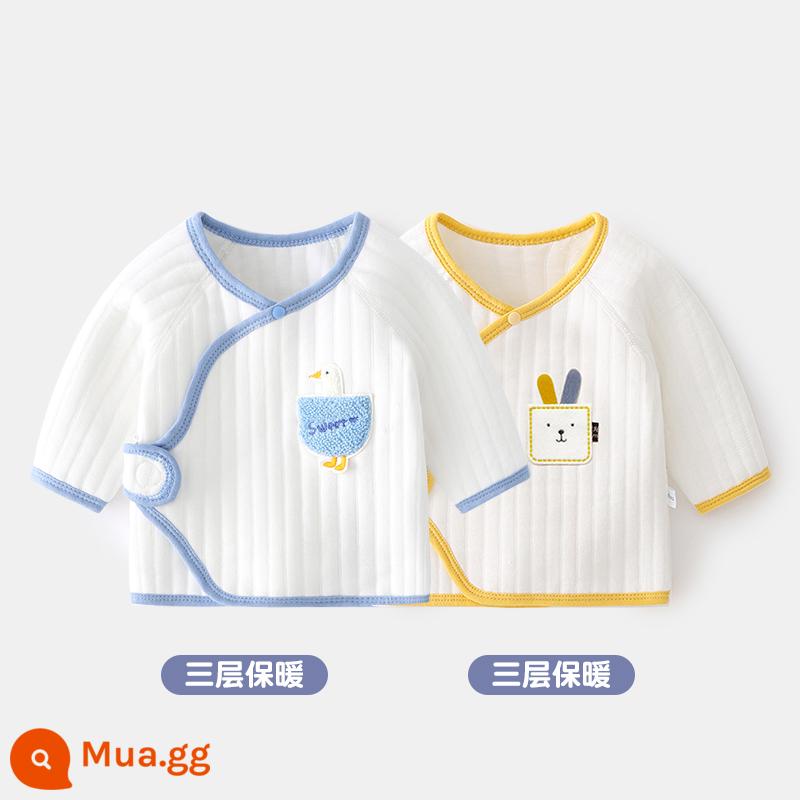 2 quần áo trẻ sơ sinh bé đầu cotton mùa xuân sơ sinh không xương nhà sư quần áo nửa lưng quần áo mùa xuân và mùa thu - vịt + túi