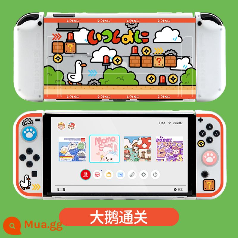 Nintendo Switch Vỏ bảo vệ NS Xử lý tay áo hai bộ trong suốt silicone mềm silicone silicone silicon silicon skinoled shell sticker dễ thương - OLED mờ (khoảng trống lớn) vỏ cứng/tay cầm mềm + màng cường lực + nắp vuốt mèo