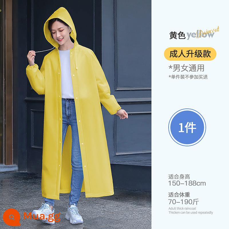 Áo mưa nam nữ loại dài dày đơn, áo mưa chống mưa toàn thân cho trẻ em và người lớn, áo poncho dùng một lần đa năng - Mẫu dày màu vàng 1 chiếc