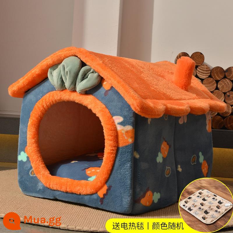 Cat West Four Seasons General House -type Bed House Biệt thự Đóng cửa mùa đông Đóng ấm Chó tổ chức nuôi thú cưng - Củ cải tử đinh hương [Chăn điện]