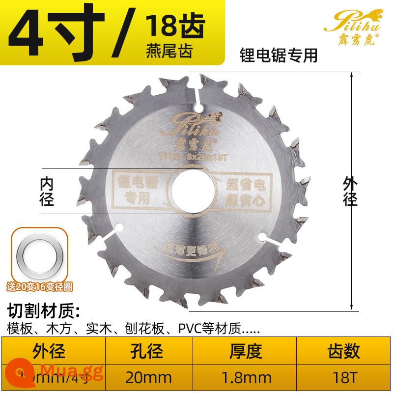 Lưỡi cưa chế biến gỗ đặc biệt máy mài góc máy mài đá cẩm thạch máy cắt cầm tay cắt gỗ 4/5/7 inch lưỡi cắt hợp kim tròn - Loại chuyên nghiệp 4 inch 110x1,8x20x18T [dành cho máy cưa xích lithium]