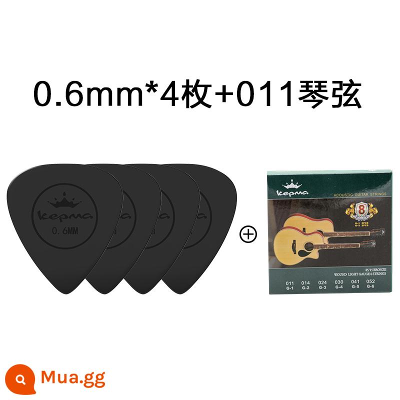 Kama kepma pick đàn guitar Kama màu đen linh hoạt chống trượt 0.6/046mm pick chính hãng - 0.6MM*4 miếng +011 kotostring