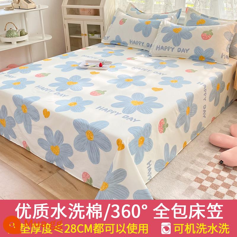 Tấm ga trải giường nhỏ tươi mát đơn mảnh mùa đông ký túc xá trẻ em 1,5m đơn cotton nguyên chất được giặt sạch chải chăn vỏ gối đơn bộ ba món - Xinh đẹp