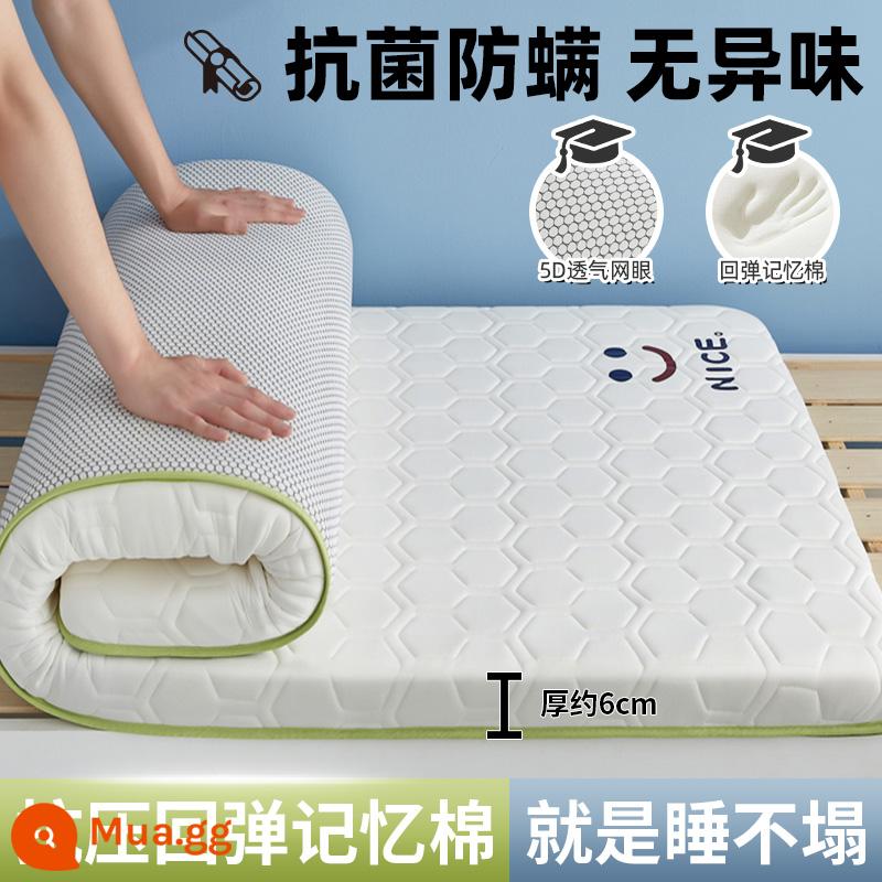 Nệm cao su đệm ký túc xá sinh viên đơn 90x190 trên và dưới bến ngủ thảm đánh sàn shop đặc biệt chăn ga gối đệm - Nệm một mặt Memory foam ✅ Smiley White - dày khoảng 6cm [kiểu lụa sữa nâng cấp + Vải kháng khuẩn, chống mạt loại A]